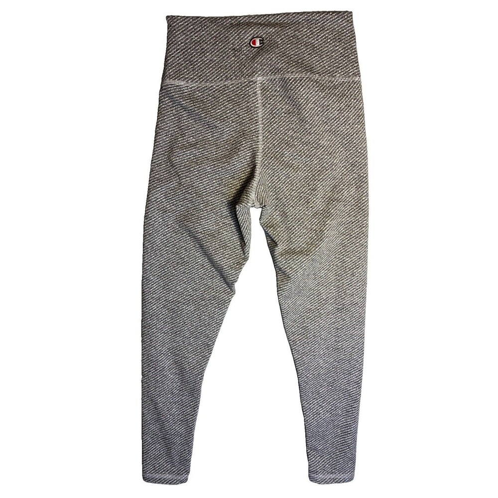 Champion W Leggings Highwaisted Sz M Gray Heather Stripe Athletic Sporty Pilates